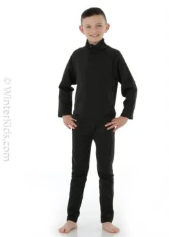 Obermeyer Store -Obermeyer Store fw2021 northernridge youthpolarstretchfleecehalfzip black model 2 1