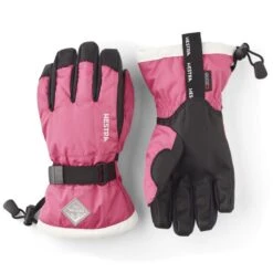 Hestra Junior Gauntlet CZone 5 Finger Glove -Obermeyer Store fw2324 hestra juniorgauntletczonejrglove fuchsiaivory 1