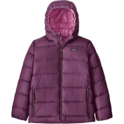 Patagonia Youth Hi-Loft Down Sweater Hoody - Youth -Obermeyer Store fw2324 patagonia youthhiloftdownsweaterhoody nightplum