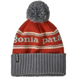 Patagonia Youth Powder Town Beanie -Obermeyer Store fw2324 patagonia youthpowdertownbeanie parkstripeburlred