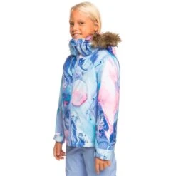 Roxy Girls American Pie Jacket -Obermeyer Store fw2324 roxy girlsamericanpiejacket azurebluelandscape 2