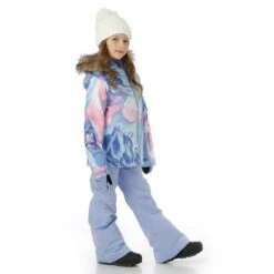 Roxy Girls American Pie Jacket -Obermeyer Store fw2324 roxy girlsamericanpiejacket azurebluelandscape buck model 3