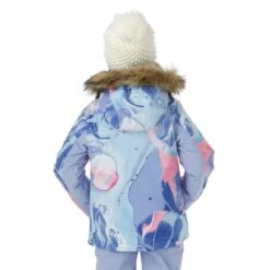 Roxy Girls American Pie Jacket -Obermeyer Store fw2324 roxy girlsamericanpiejacket azurebluelandscape buck model 4