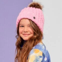Roxy Girls Blizzard Beanie -Obermeyer Store fw2324 roxy girlsblizzardbeanie pinkfrosting 3