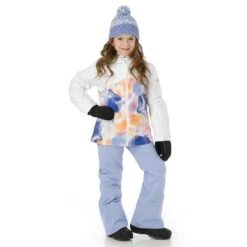 Roxy Girls Greywood Jacket 13 Roxy Girls Greywood Jacket -Obermeyer Store fw2324 roxy girlsgreywoodjacket brightwhitepansy buck model 2