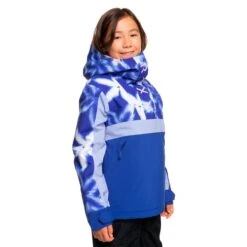 Roxy Girls Shelter Jacket -Obermeyer Store fw2324 roxy girlsshelterjacket blueingfrozenflower 2