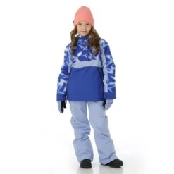 Roxy Girls Shelter Jacket -Obermeyer Store fw2324 roxy girlsshelterjacket blueingfrozenflower buck model 3