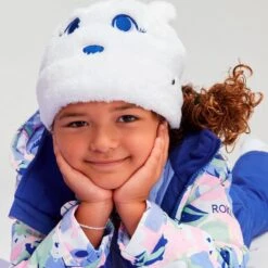 Roxy Toddler Girls Mini Snowmoon Beanie -Obermeyer Store fw2324 roxy toddlersminisnowmoonbeanie brightwhite 3