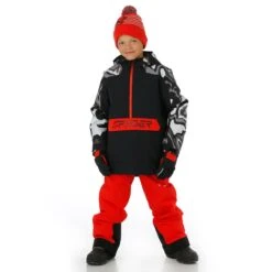 Spyder Boys Youth Jasper Anorak -Obermeyer Store fw2324 spyder boysyouthjasperanorak blackcombo buck model 2