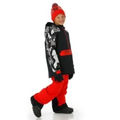 Spyder Boys Youth Jasper Anorak -Obermeyer Store fw2324 spyder boysyouthjasperanorak blackcombo buck model 3