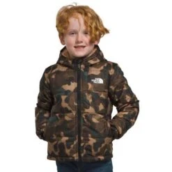 The North Face Kid's Reversible Mt Chimbo Full-Zip Hooded Jacket -Obermeyer Store fw2324 tnf youthmtchimbofullziphoodedjacket utilitybrowncamotexturesmallprint 1