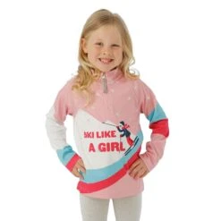 Spyder Toddler Girls Reflect Zip T-Neck -Obermeyer Store fw23 spyder toddlergirlsreflectziptneck petal model1