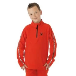 Spyder Youth Speed Fleece Zip T-Neck -Obermeyer Store fw23 spyder youthspeedfleeceziptneck volcano model
