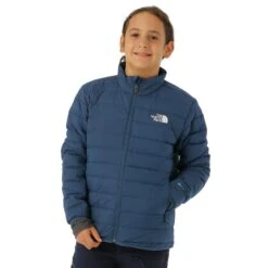 The North Face Boys Belleview Stretch Down Jacket -Obermeyer Store fw23 tnf boysbeleviewstretchdownjacket shadyblue model1