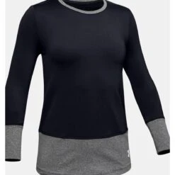 Under Armour Girl's ColdGear Long Sleeve Crew -Obermeyer Store und 1344888 blk wh 3